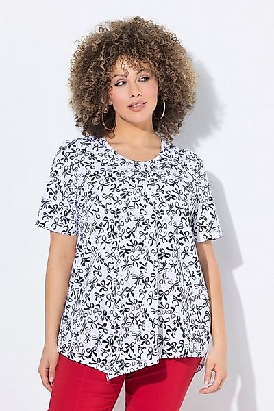 Ulla Popken T-Shirt T-Shirt Schleifen Biesen A-Linie Rundhals Halbarm günstig online kaufen