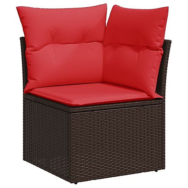vidaXL Loungesofa Garten-Ecksofa mit Kissen Braun Poly Rattan, 1 Teile günstig online kaufen