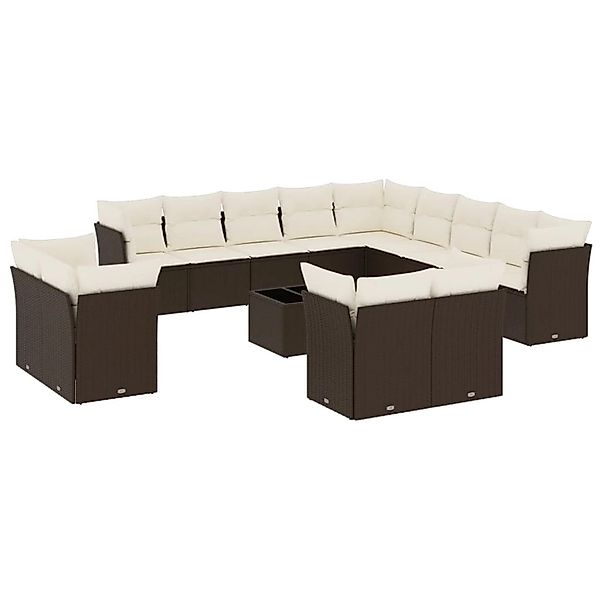 vidaXL 14-Tlg Garten-Sofagarnitur mit Kissen Braun Poly Rattan 3218563 günstig online kaufen