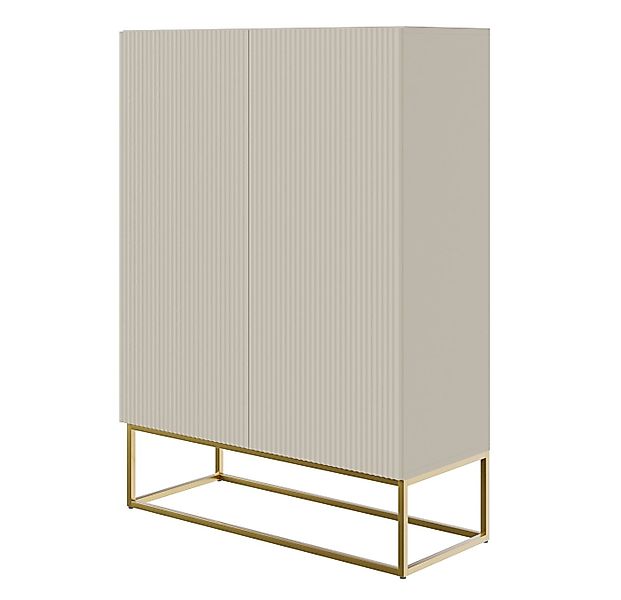 Selsey Highboard VELDIO, Highboard 2-türig mit 3 Fächern, Lamellenfronten u günstig online kaufen