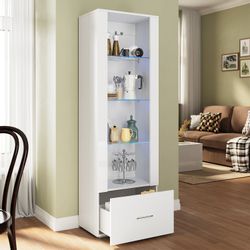 SONNI Glasvitrine Glasvitrinen mit led beleuchtung,55x35x172cm,weiB günstig online kaufen