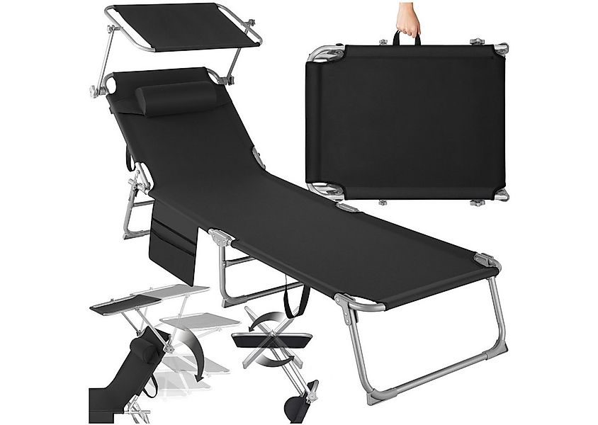 tectake Gartenliege Sonnenliege mit Seitentasche und Kopfpolster, 190 x 68 günstig online kaufen