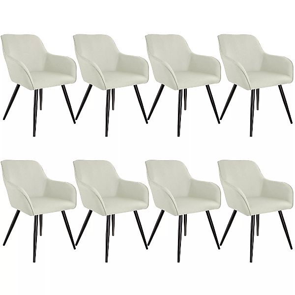8er Set Stuhl Marilyn Leinenoptik, schwarze Stuhlbeine - crème/schwarz günstig online kaufen