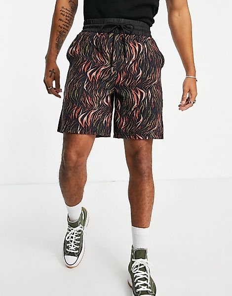 Sixth June – Shorts in Schwarz mit tropischem Print, Kombiteil günstig online kaufen