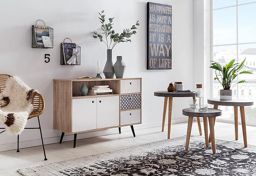 SIT Sideboard "Kommode MAILBOX – Scandi-Shabby Chic Anrichte mit 3 Schublad günstig online kaufen