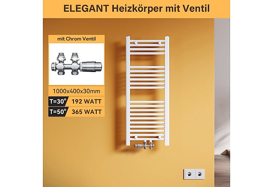 SONNI Badheizkörper Handtuchtrockner Handtuchwärmer Mittelanschluss, Weiß, günstig online kaufen