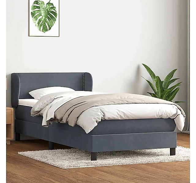 vidaXL Boxspringbett, Boxspringbett mit Matratze Dunkelgrau 80x210 cm Samt günstig online kaufen