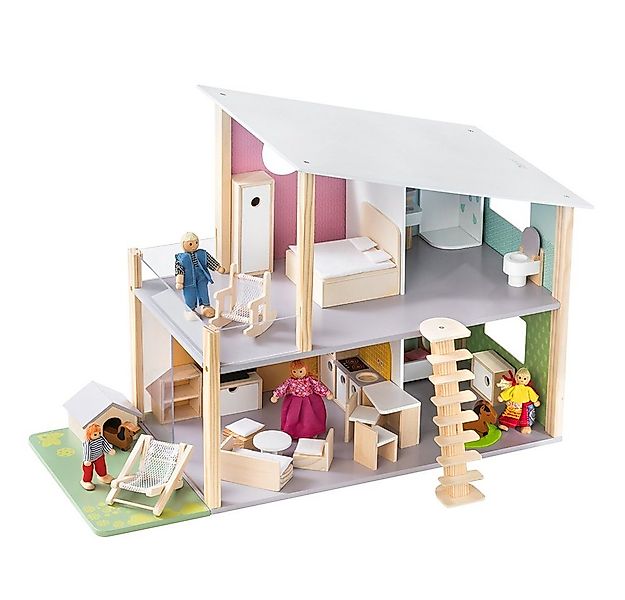 howa Puppenhaus Nelly, aus Holz, inkl. 23 tlg. Möbelset, 4 Puppen und Hund günstig online kaufen