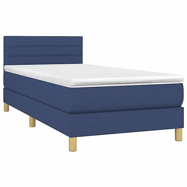 vidaXL Boxspringbett mit Matratze Blau 100x200 cm Stoff 3140679 günstig online kaufen