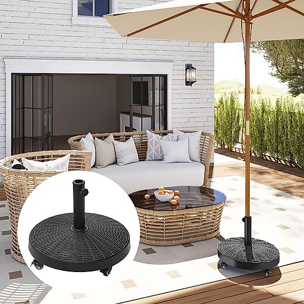 Outsunny Sonnenschirmständer 25 kg Schirmfuß mit Rollen Rattanoptik für Sch günstig online kaufen