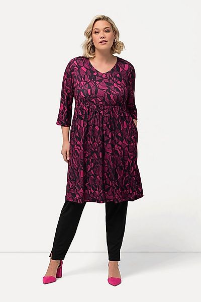 Ulla Popken Maxikleid Longshirt A-Linie Tunika-Ausschnitt 3/4-Arm günstig online kaufen