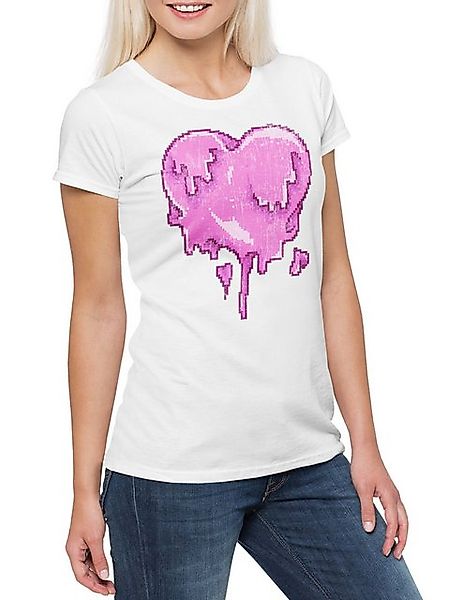 Urban Backwoods Print-Shirt Pixel Melting Heart Damen T-Shirt Pixel Herz Lo günstig online kaufen