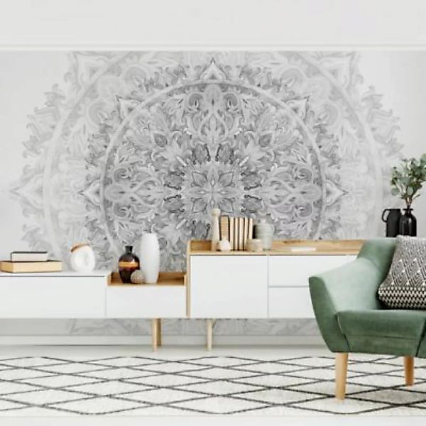 Bilderwelten Fototapete Mandala Aquarell Ornament Muster schwarz weiß schwa günstig online kaufen