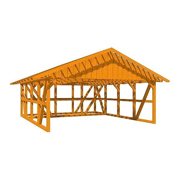 Skan Holz Carport Schwarzwald m. Dachlattung u. Abstellr. C 684 x 772 cm Ei günstig online kaufen