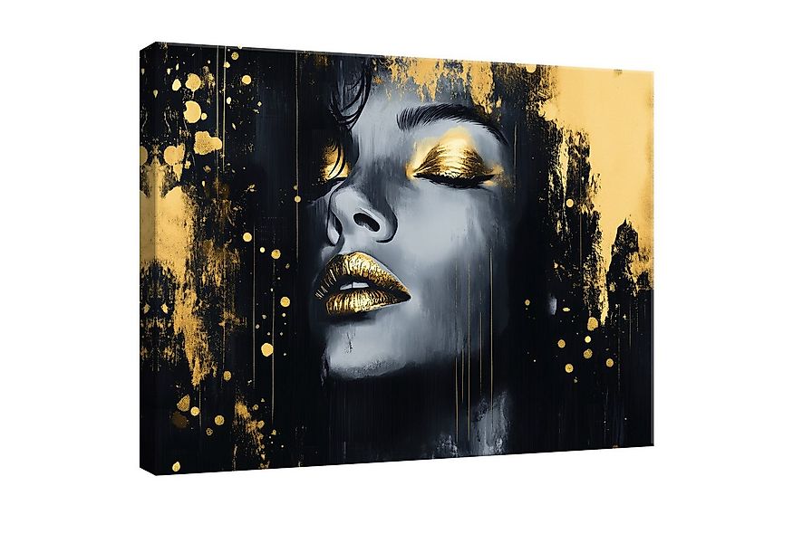 Wallarena Leinwandbild Frau Abstrakt Gold Schwarz Wandbilder XXL Wand Deko günstig online kaufen
