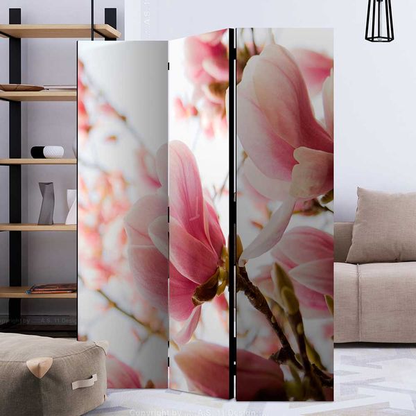 Paravent beidseitig bedruckt Magnolien Motiv günstig online kaufen