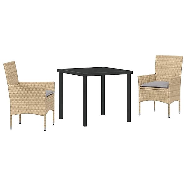 vidaXL Garten Essgruppe mit Kissen 3-Tlg Beige Poly Rattan 3379793 günstig online kaufen
