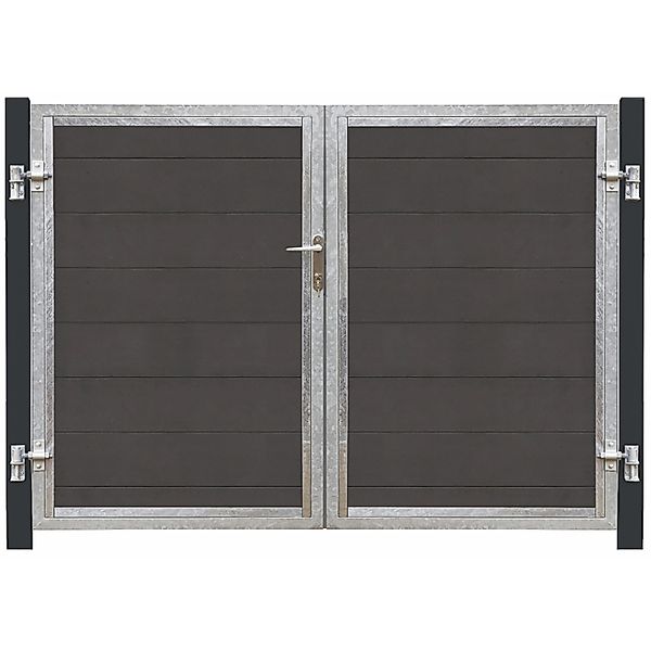 Doppeltor Futura WPC Schiefergrau DIN L 213 cm x 145 cm Pfosten grauschwarz günstig online kaufen