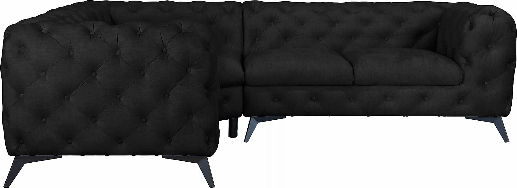 Leonique Chesterfield-Sofa "Ecksofa GLYNIS L-Form mit Wellenunterfederung, günstig online kaufen