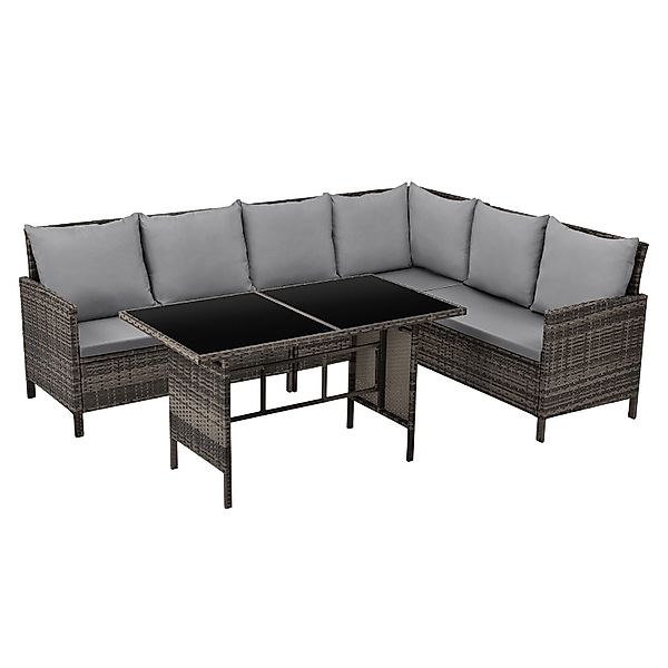 Svita Madison Rattan-Lounge Ecksofa Rattan-Lounge Gartenmöbel-Set Braun günstig online kaufen