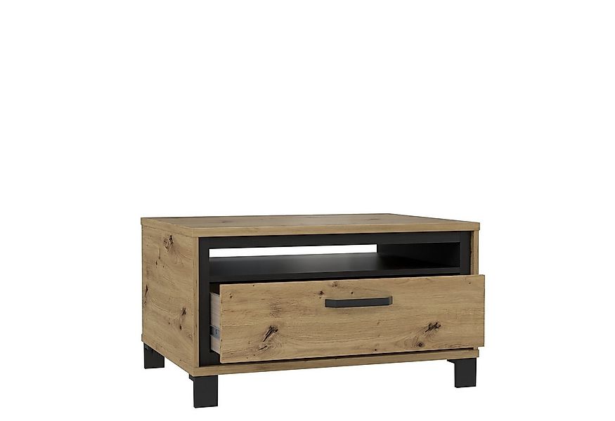 FORTE Couchtisch in Artisan Eiche / Schwarz Eiche - 80x44,8x60cm (BxHxT) günstig online kaufen