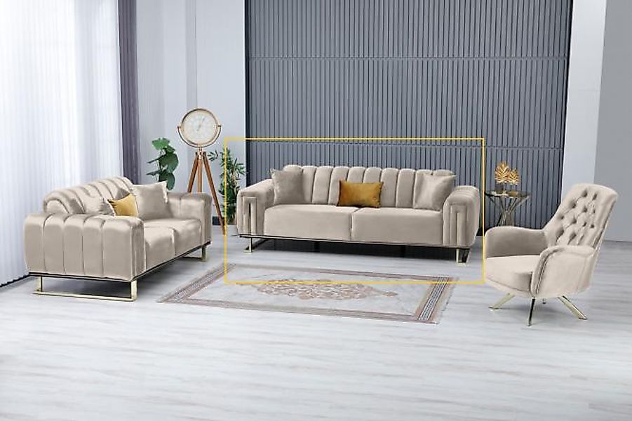 3-Sitzer Sofa inkl.  kleine Kissen Everest ca. 230x81x94 cm Gold / Silver günstig online kaufen