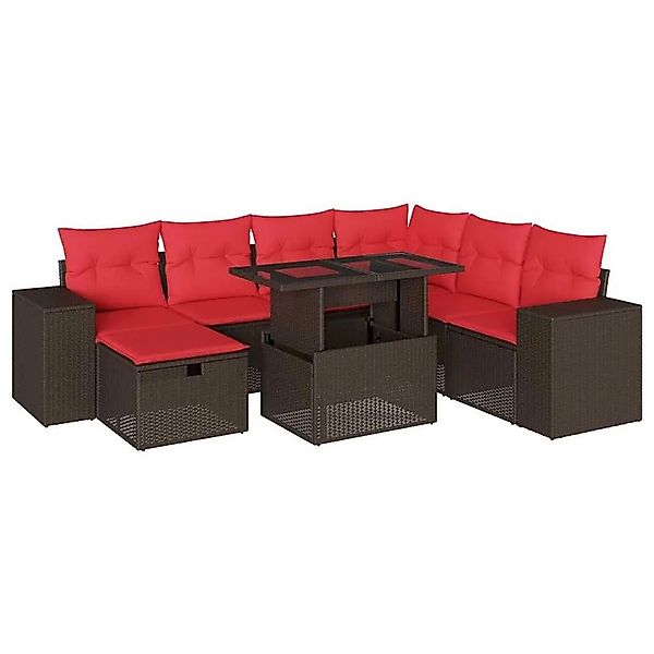 vidaXL 8-Tlg Gartensofa-Set mit Kissen Braun Polyrattan 3275324 günstig online kaufen