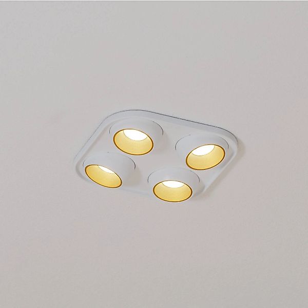 BEGA LED-Einbaustrahler Studio Line, weiß/messing, 4-fl. günstig online kaufen