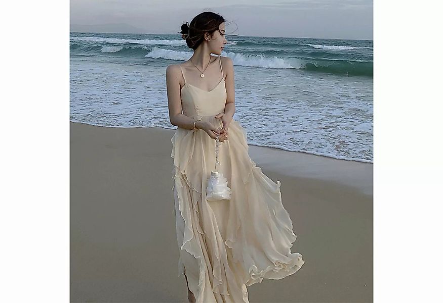 KIKI Strandkleid Langer Sommerrock für Damen – Blumenkleid – Chiffon-Strand günstig online kaufen