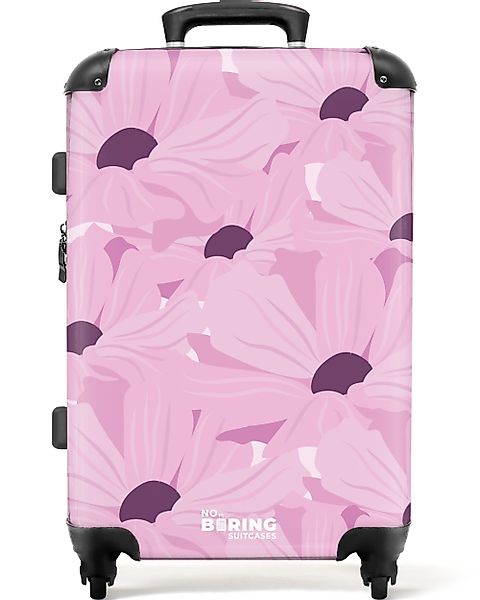 NoBoringSuitcases.com© Hartschalen-Trolley Rosa mit violetten Blüten günstig online kaufen