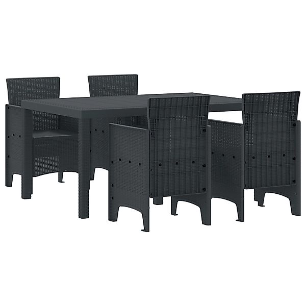 vidaXL 5-Teilige Garten Essgarnitur Anthrazit Poly Rattan 3378692 günstig online kaufen