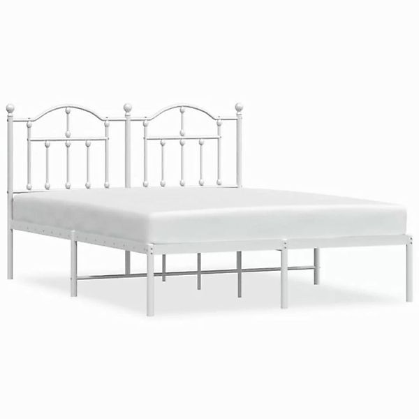 furnicato Bettgestell mit Kopfteil Metall Weiß 140x190 cm (1-tlg) günstig online kaufen