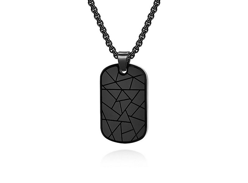 KARMA Kette mit Anhänger Herren Dog Tag Edelstahl Schwarz 60 cm Herrenkette günstig online kaufen