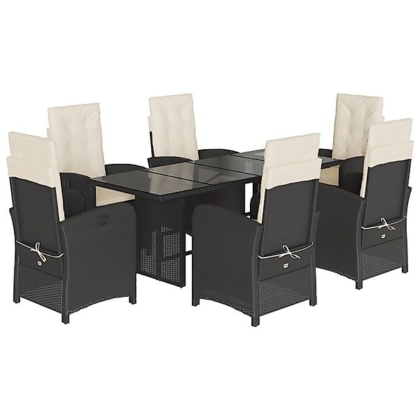 vidaXL 7-Tlg Garten-Essgruppe mit Kissen Schwarz Poly Rattan 3212248 günstig online kaufen