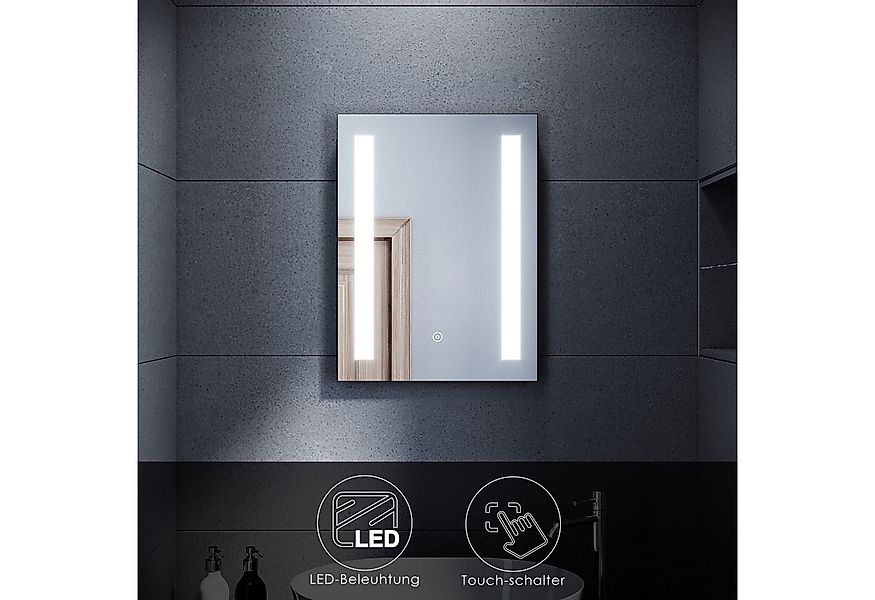 SONNI Badspiegel Badspiegel mit Beleuchtung 45 x 60 cm kaltweiß IP44 Energi günstig online kaufen