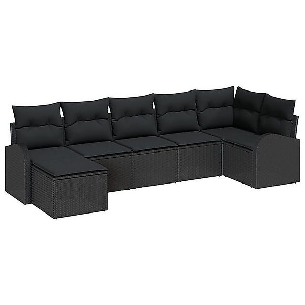 vidaXL Loungesofa Garten Sofa Set 7-teilig Schwarz Poly Rattan Outsidesofa, günstig online kaufen