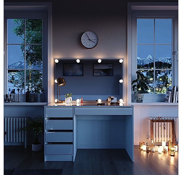 Vicco Schminktisch Sherry, Weiß, 120 cm mit LED Beleuchtung günstig online kaufen