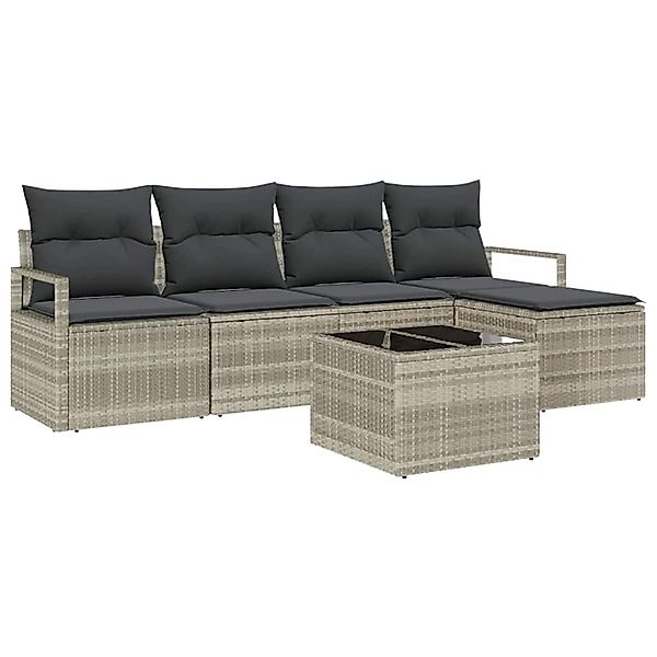 vidaXL Garten-Sofa-Set 6-Tlg Hellgrau Poly Rattan 3346352 günstig online kaufen