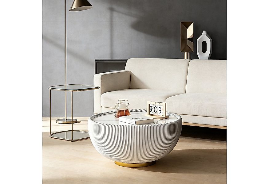 TWSOUL Couchtisch Moderner Runder Beistelltisch mit Keramik-Platte & geriff günstig online kaufen
