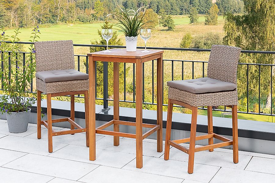 MERXX Gartenbar-Set, (3 tlg.), 2 Barstühle mit Bartisch für den Outdoorbere günstig online kaufen