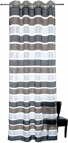 decolife Gardine »Scala« Ösen 1 Stk. tlg. Ösenschal mit farbigen Querstreif günstig online kaufen