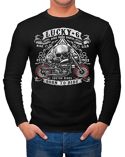 Neverless Longsleeve Herren Longsleeve Biker Lucky günstig online kaufen