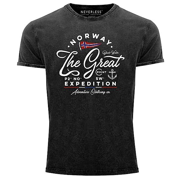 Neverless Print-Shirt Herren Vintage Shirt Norwegen günstig online kaufen