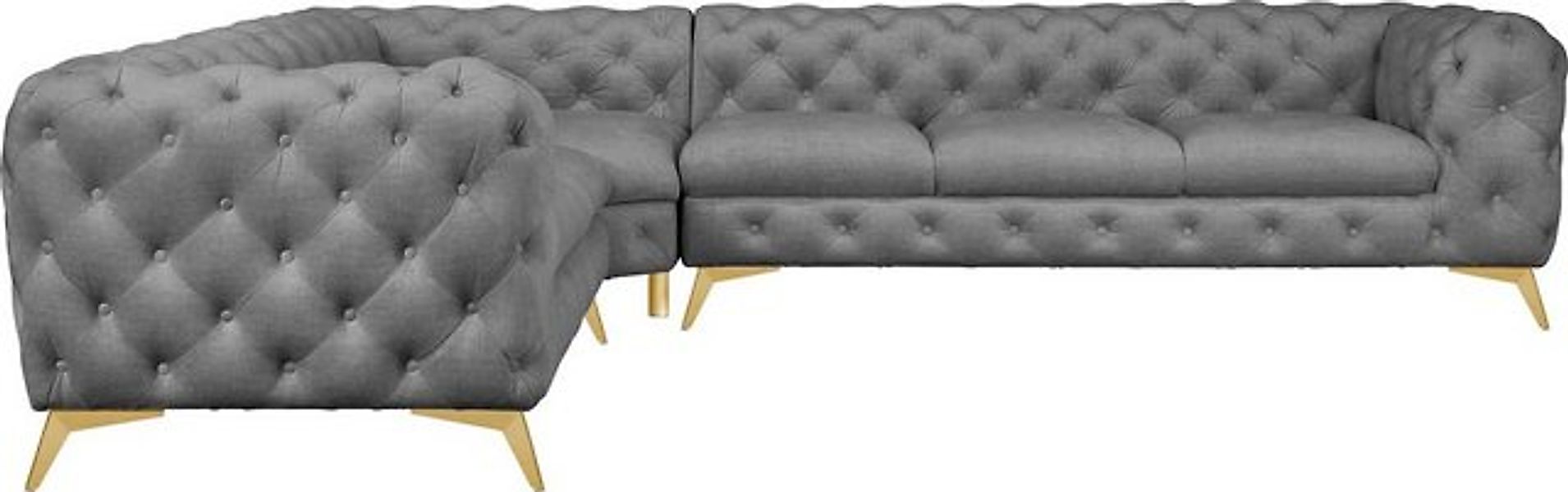 Leonique Chesterfield-Sofa "Ecksofa GLYNIS L-Form mit Wellenunterfederung, günstig online kaufen