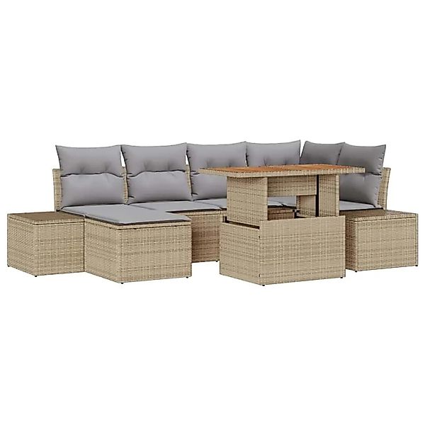 vidaXL Garten Essgruppe mit Kissen 7-Tlg Beige und Grau 3349986 günstig online kaufen