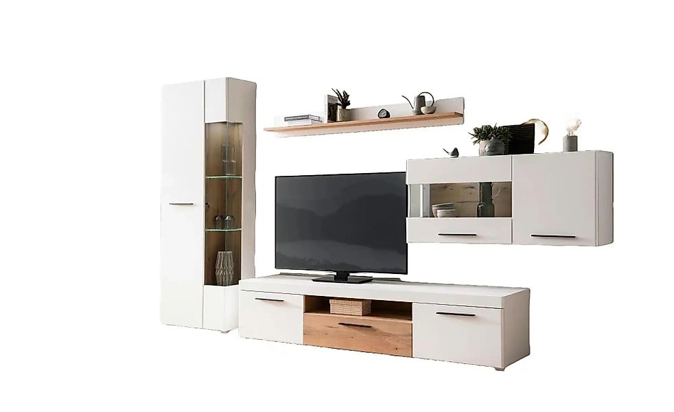 Wohnwand  Sines ¦ weiß ¦ Maße (cm): B: 327 H: 200 T: 45.0 Kommoden & Sidebo günstig online kaufen