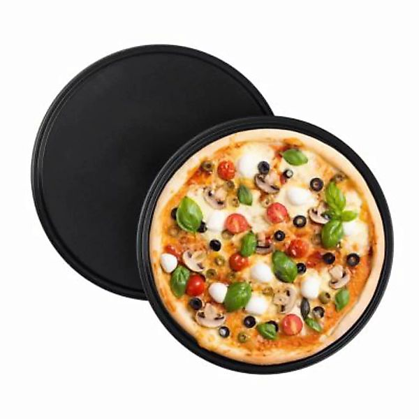 relaxdays Pizzablech rund 2er Set anthrazit günstig online kaufen