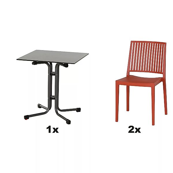 Siena Garden Gartenmöbel Set Lane 3-teilig 2 Stühle und 1 Tisch Ø 65 cm Bri günstig online kaufen