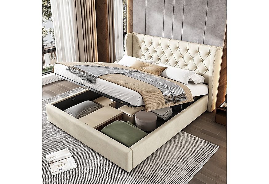 REDOM Polsterbett Doppelbett Bett Stauraumbett Jugendbett gepolsteres Bettg günstig online kaufen