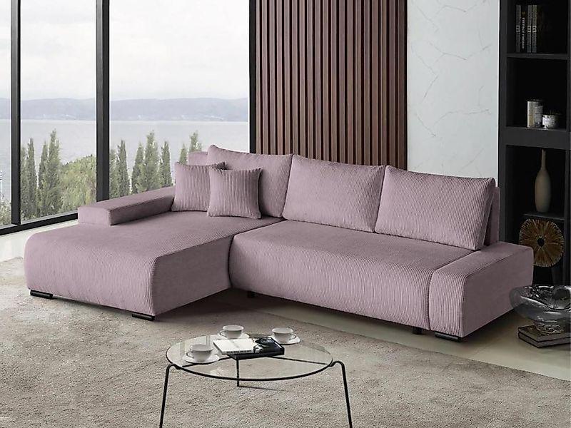 Beautysofa Ecksofa DRACO L in Strebenstoff, günstig online kaufen